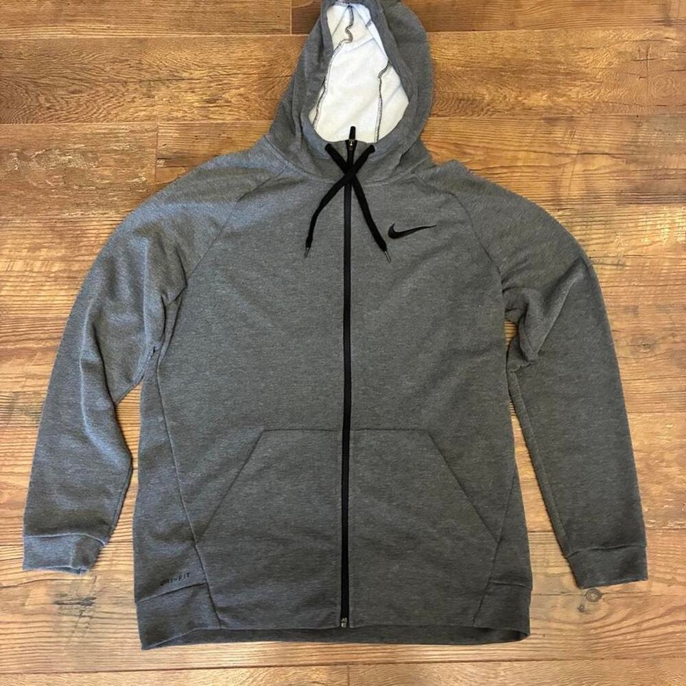 Gray nike dri fit hoodie with